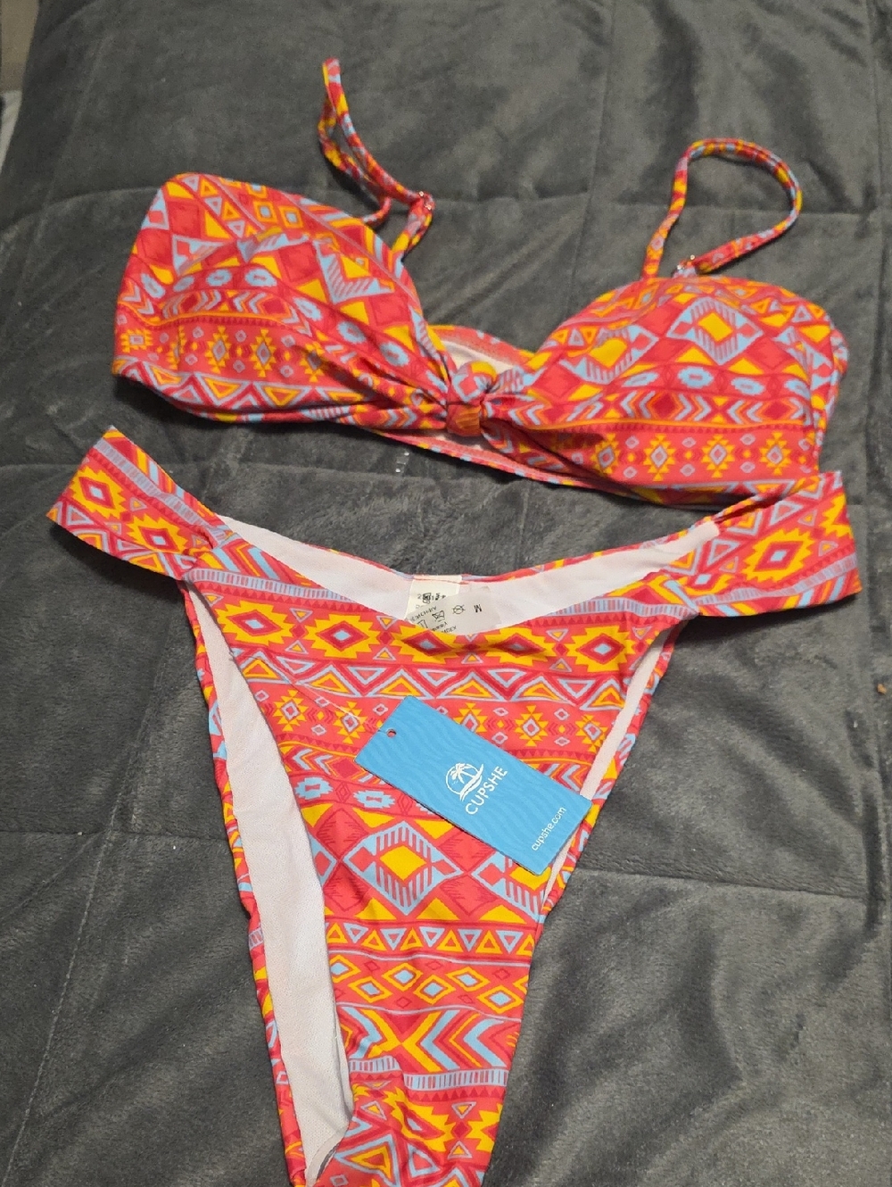 Cupshe Red Multicolor Aztec-Pattern Kids One-Piece